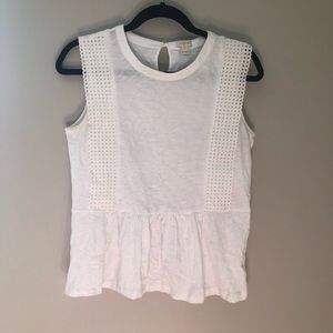 J. Crew Factory white sleeveless eyelet peplum top